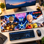 One Punch Man Saitama Genos Cosmic Battle Gaming Desk Mat