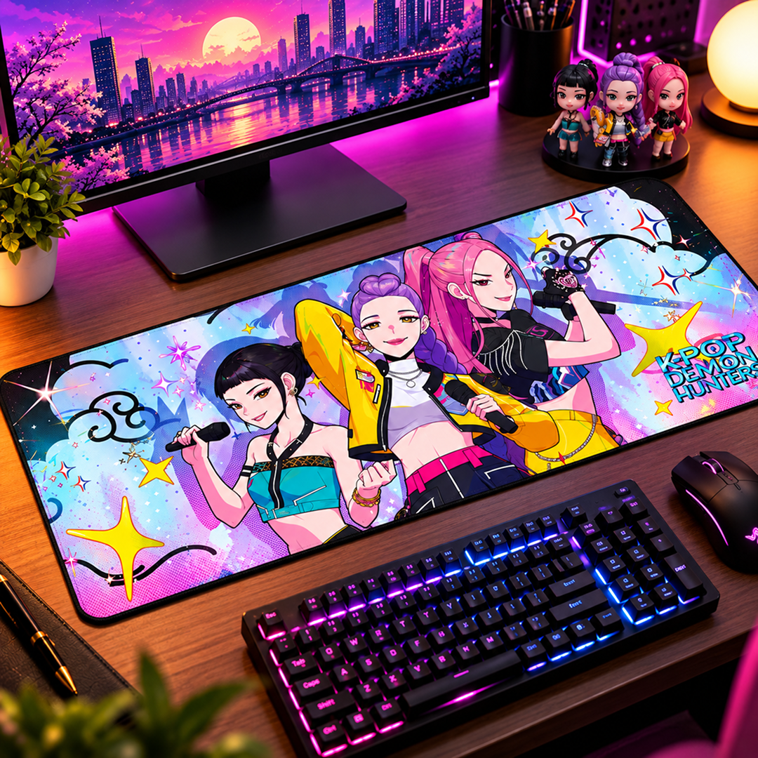 K-Pop Demon Hunters Pink Gaming Desk Mat