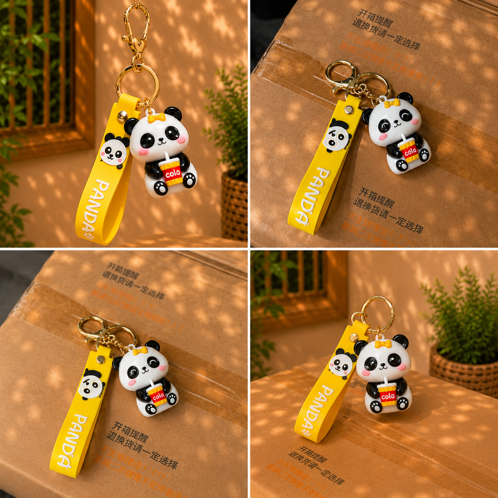 Cute Panda Cola Keychain