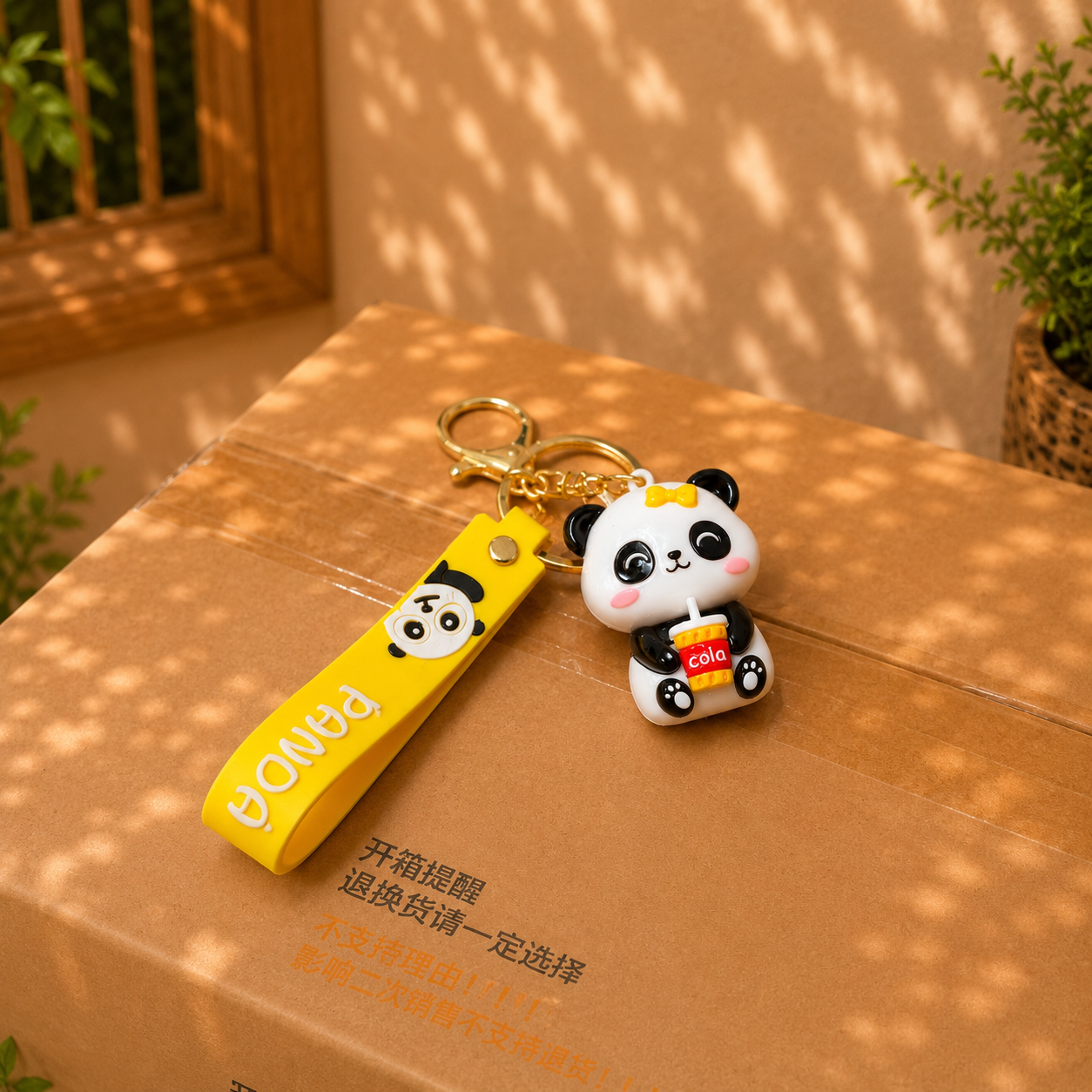 Cute Panda Cola Keychain
